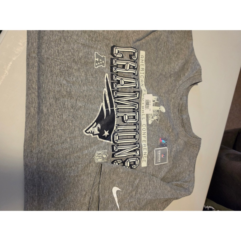 Nike New England Patriots AFC Champions T-Shirt Mens XXL Gray Trophy Collection